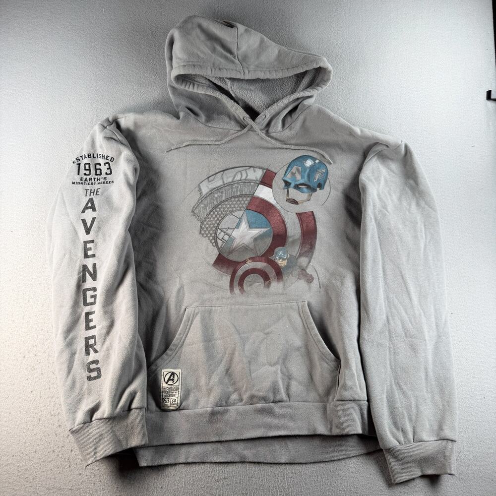 Marvel Avengers 60th Anniversary Captain America Gray Pullover Hoodie Graphic
